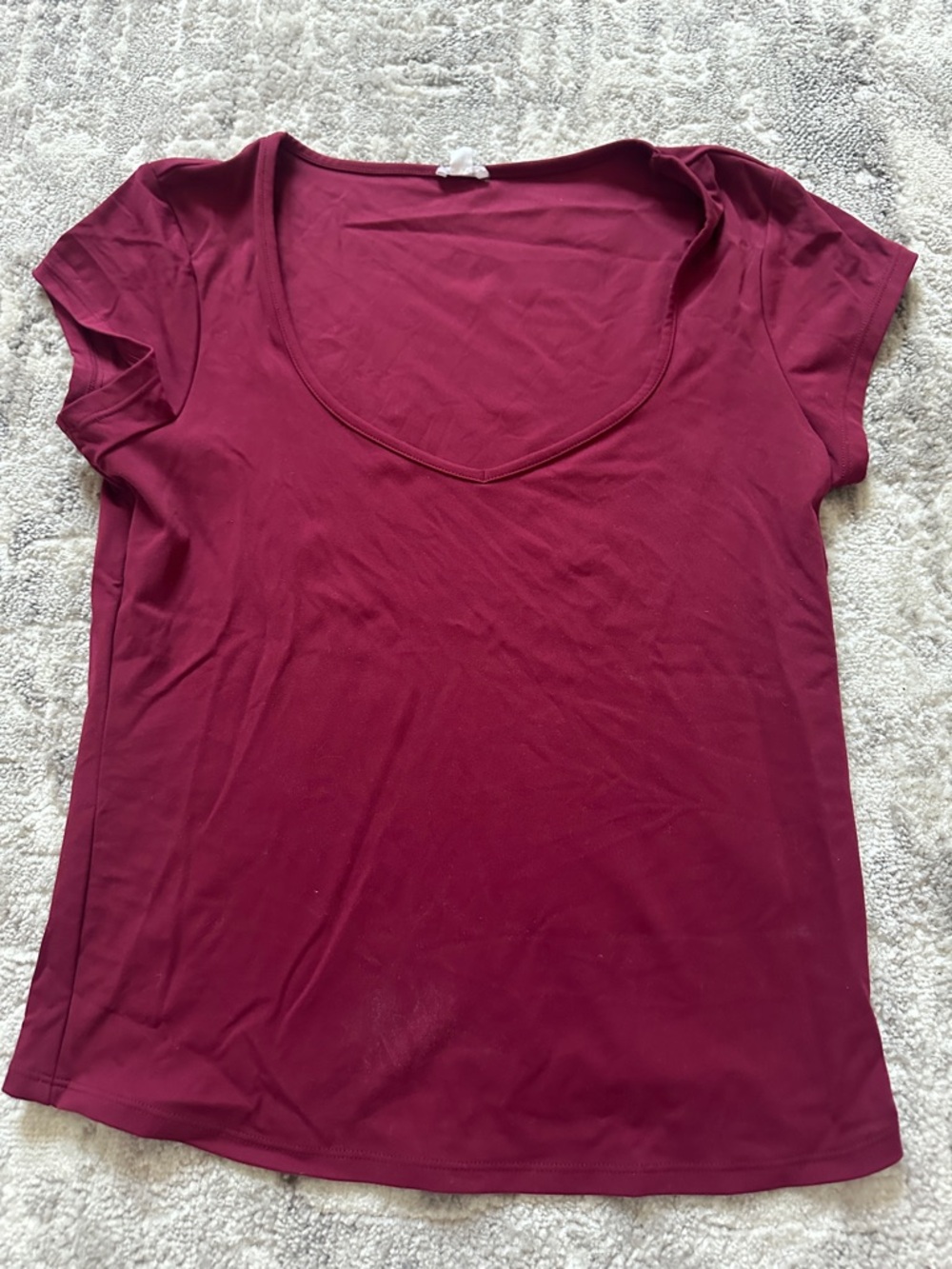 Garage Short Sleeve Scoop Tee in Burgundy